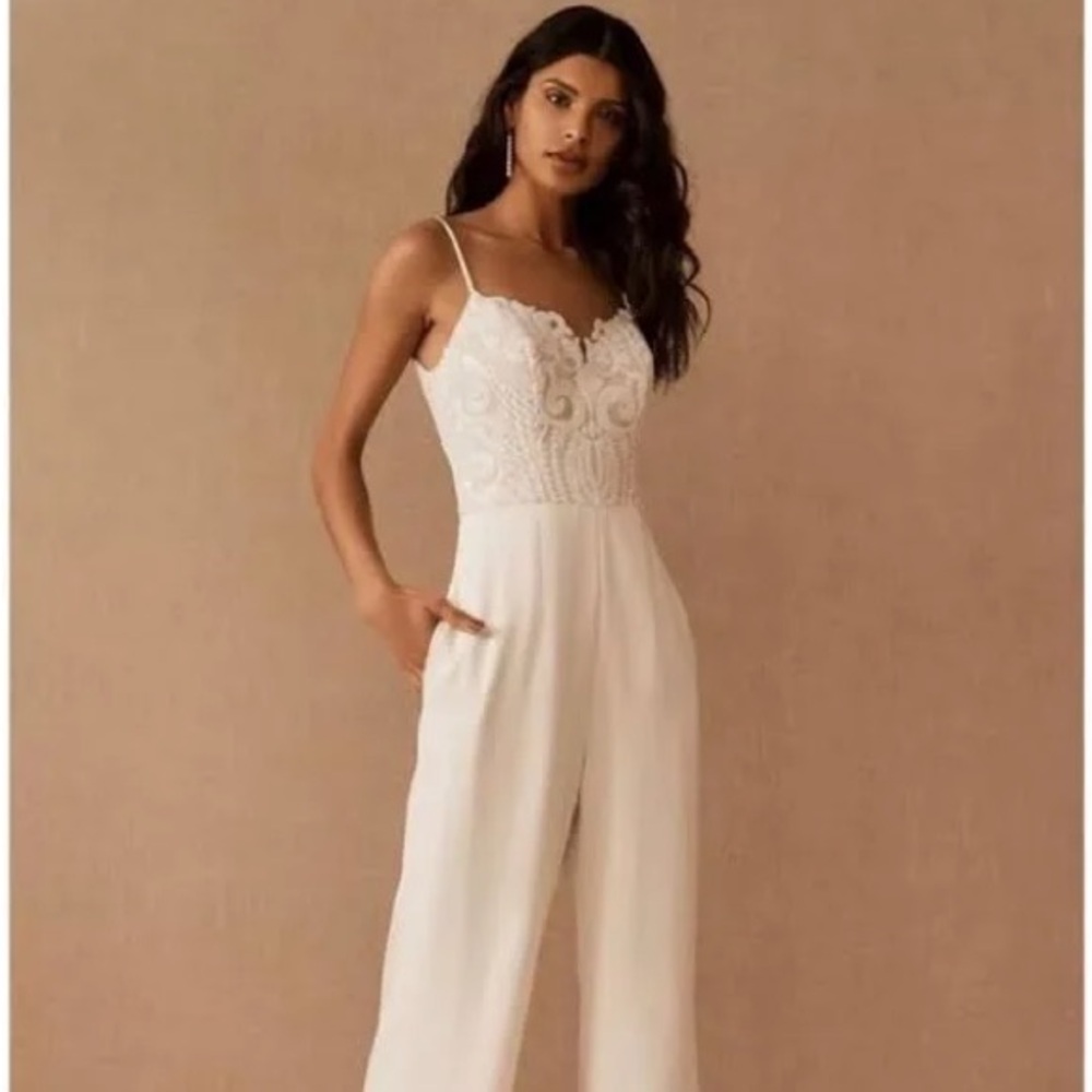 BHLDN Cream Sequin Lace Dress
